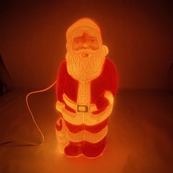 Vintage Blow Mold Santa Claus With Toy Sack 13” Light Up Cord Included Table Top - Picture 1 of 11